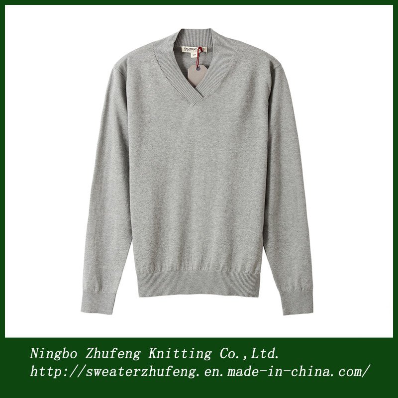 Man Basic Shawl/V Neck Pullover Wool Sweater (NBZF0132)