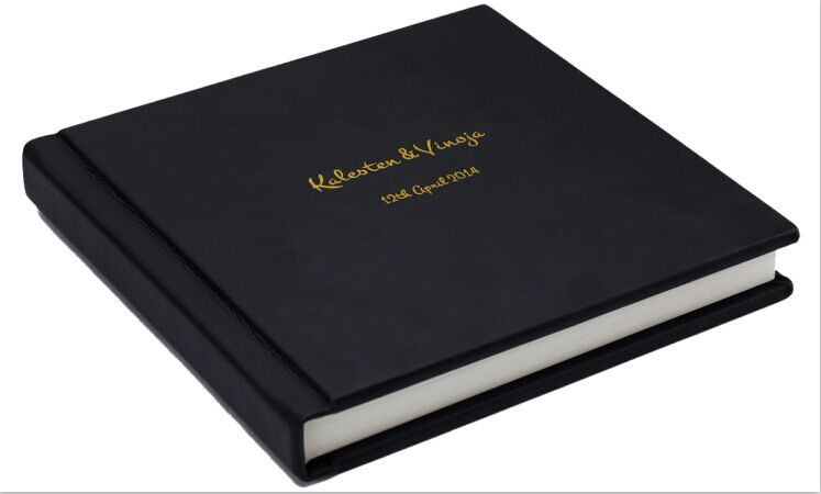 Leather Cover with Name Gold Imprint Custom Wedding Album for Photographer