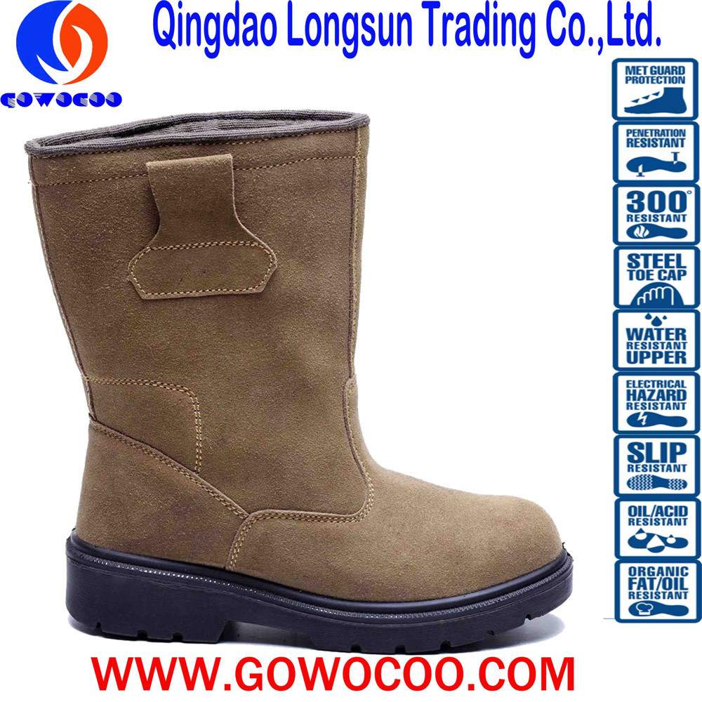 Suede Leather Rubber Soled Safety Work Footear (GWRU-GB076)