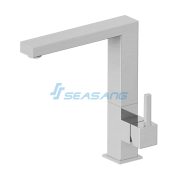 Square Fat 90 Degree Kitchen Faucet in Satin Finished