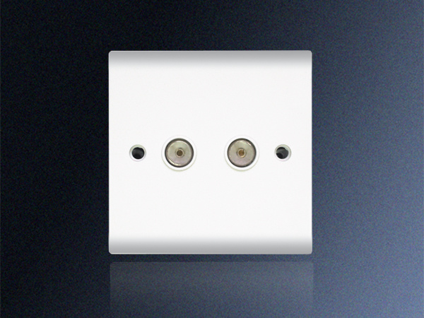 Wall Isolated Coaxial Socket, Twin Outlet