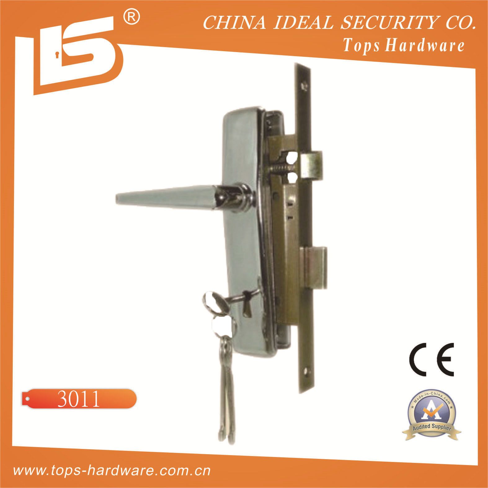 Aluminum Handle Iron Plate Mortise Lockset (3011)