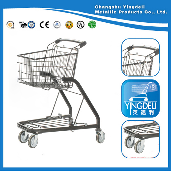 Csydl Hot Sale Double Layer Basket Trolley Shopping Cart for Supermarket