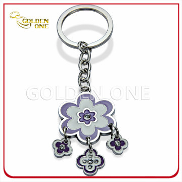 Promotional Soft Enamel Metal Key Chain with Flower Charm