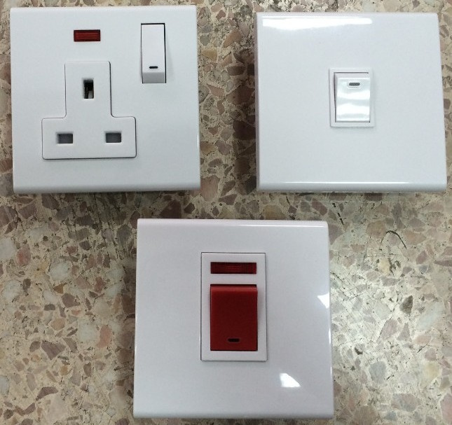 13AMP Switches and Sockets with Neon