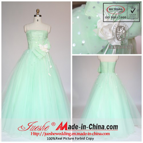 Strapless Light Green Wedding /Prom /Evening Dress (T-466)
