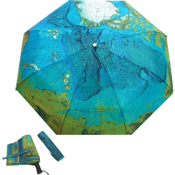 Folding Umbrella. Craft Umbrella, 3 Fold Umbrella, Map of The World Umbrella