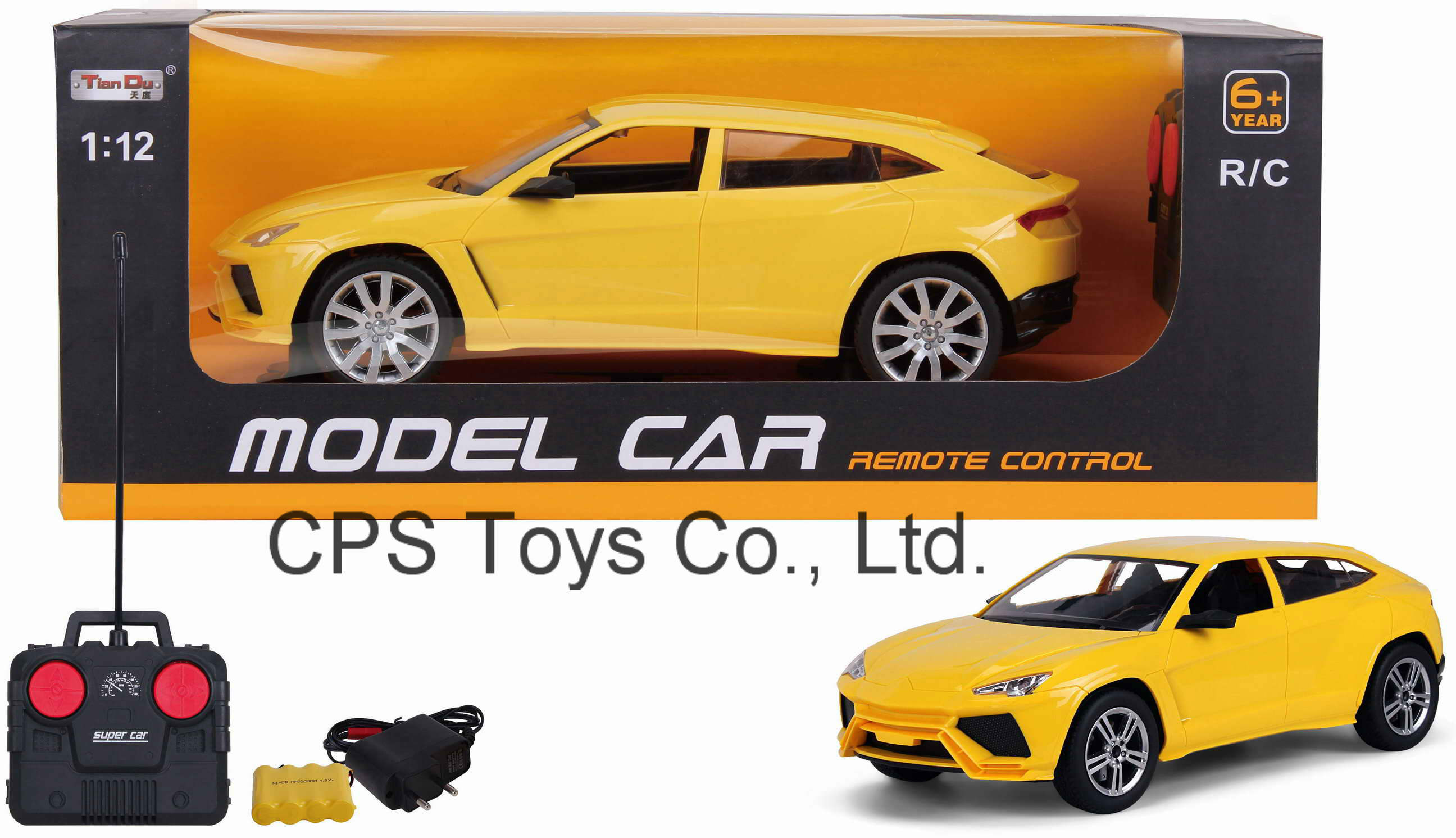 1: 12 Plastic RC Model Car with Light, 4 Channels, Battery Included--