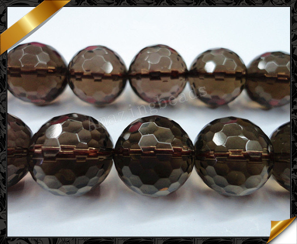 Natural Smoky Quartz, Faceted Round Crystal Beads, Stone Jewellery (GB034)