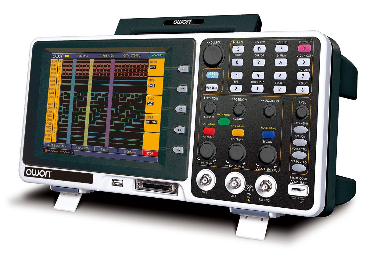 OWON 200MHz 2GS/s Desktop Mixed Logic Analyzer Oscilloscope (MSO8202T)