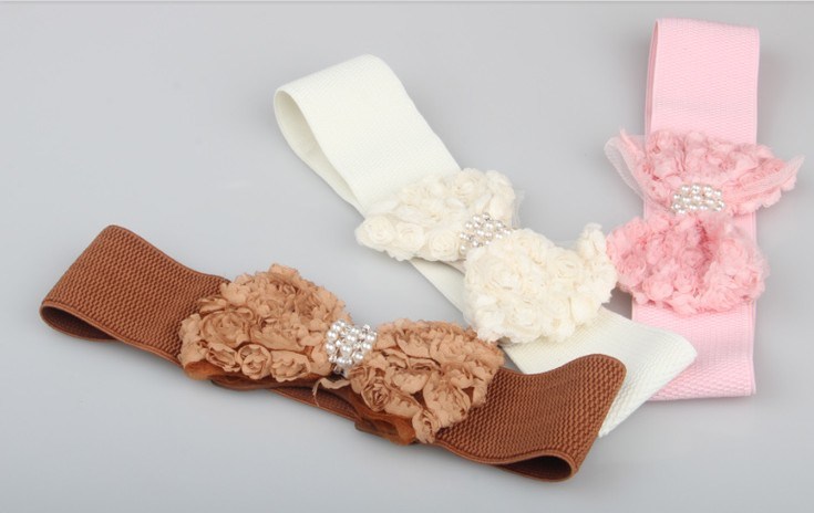 Design Flower Style Elastic Belts/ Quality Bow Belts Manufactured in Wenzhou City, China Js-270-DC