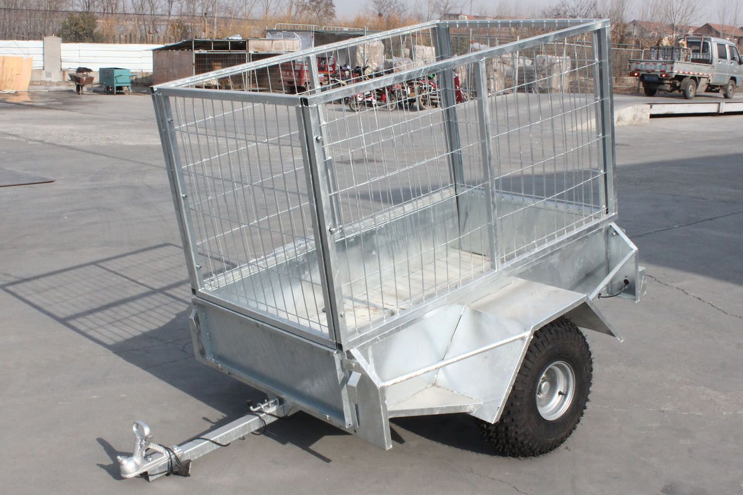 5'x3' Single Axle Galvanized Box Trailers with Cage