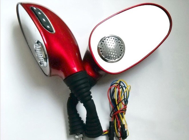 Motorcycle Rearview Mirrors with MP3 Player and FM Radio