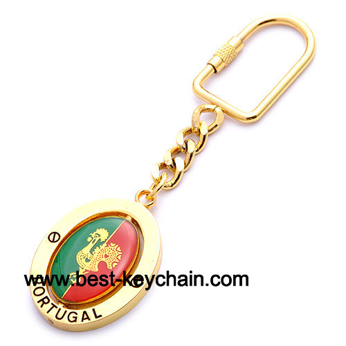 Metal Spinning Gold Custom Portugal Key Chain (BK52247)