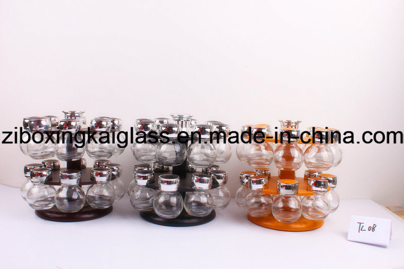 16PCS Glass Spice Jar Set with Rack