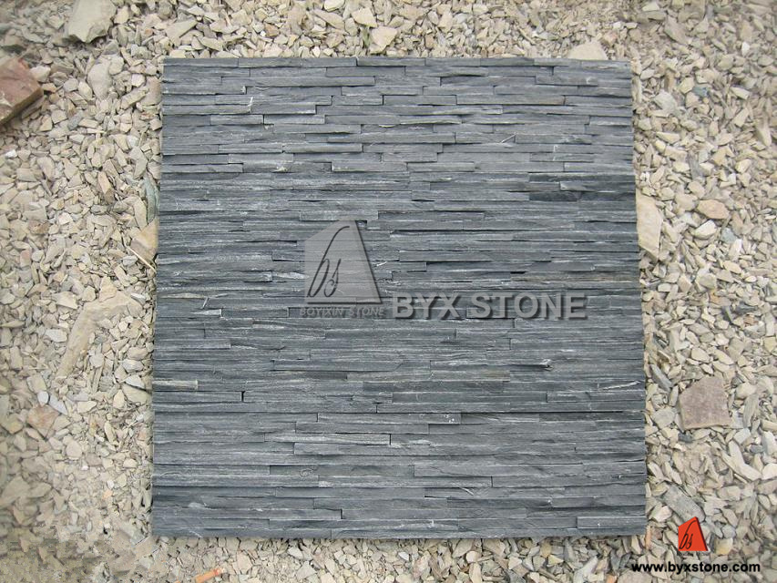 Natural Black Slate Culture Stone for Wall Cladding