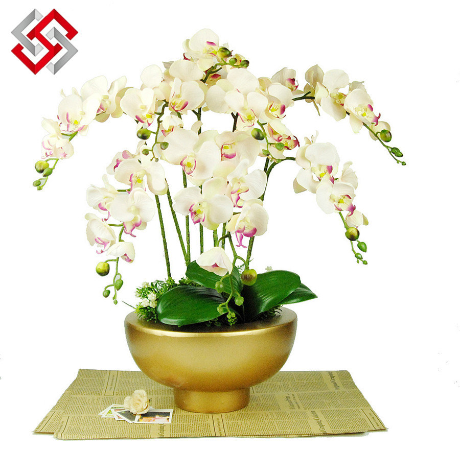 Artificial DIY Bonsai PU & Silk Real Touch Butterfly Orchid