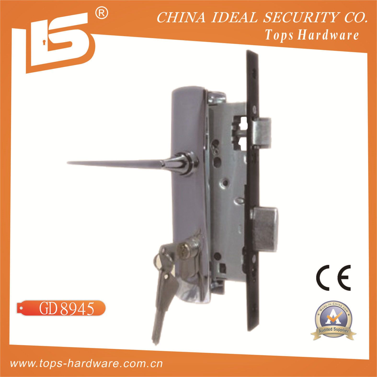 Aluminum Handle Iron Plate Mortise Lockset (8945)