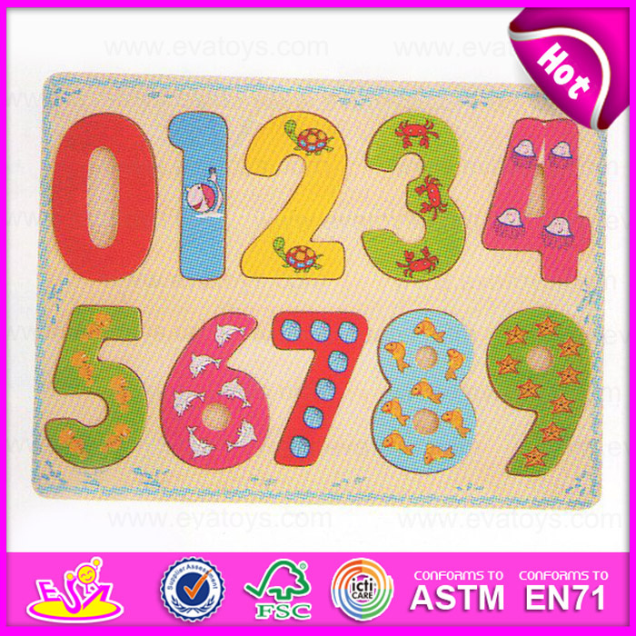 2015 Latest Useful Wooden Learn Number Puzzles Toy, Plywood Learn Count Jigsaw Puzzles Toy, Promotional Wooden Puzzles Toy W14b056