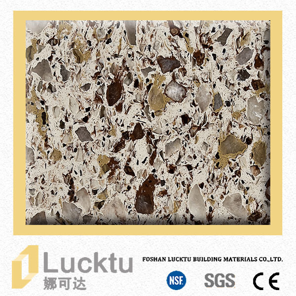 Solid Surface Quartz Stone with Multi Color for Hotel Lobby