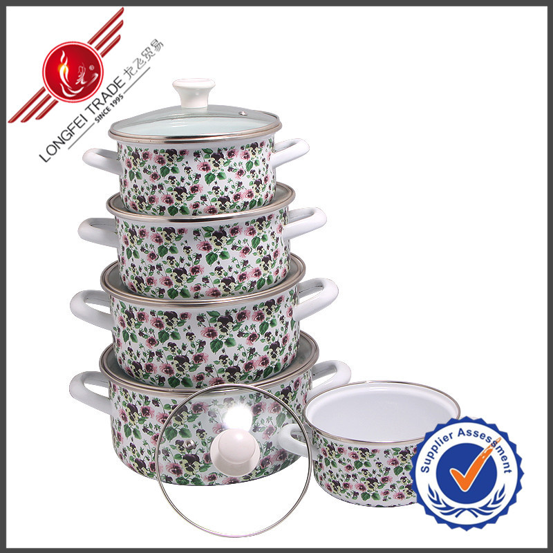 New Design Elegant Cast Iron Enamel Cookware Set with Lid