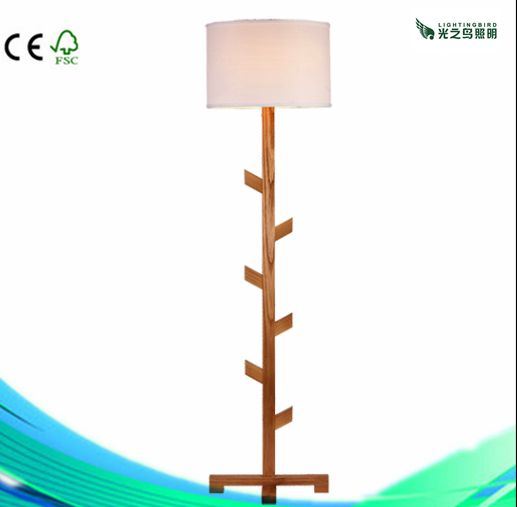Modern Decoration Lamp Natural Wood Floor Lamp Lighting with Lamp Shade (LBMD-DJ)