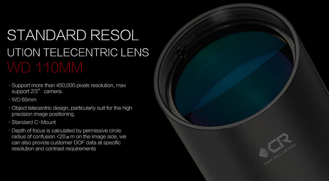 Telecentric Optical Lens Wd 110mm for Industrial Camera