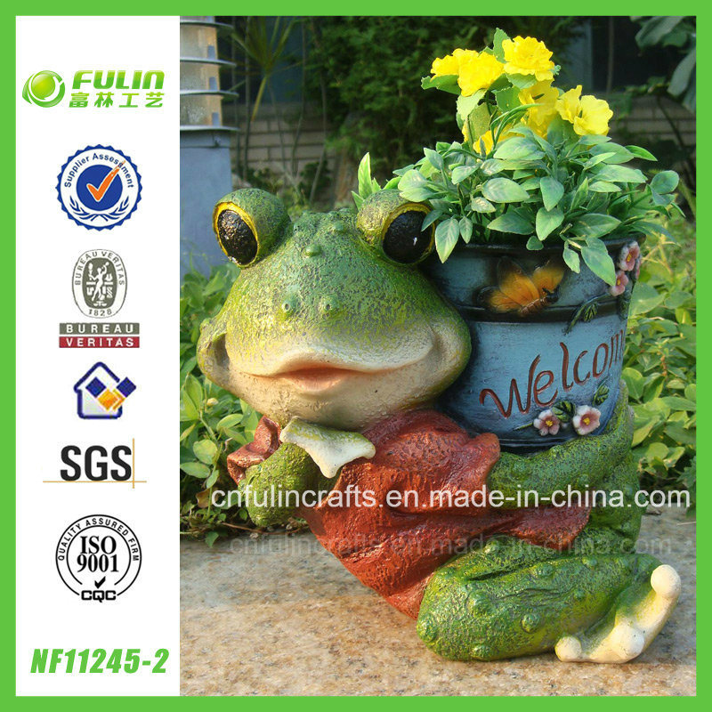 SGS BV Certified Frog Flower Pot Wearing Red Shirt (NF11245-2)