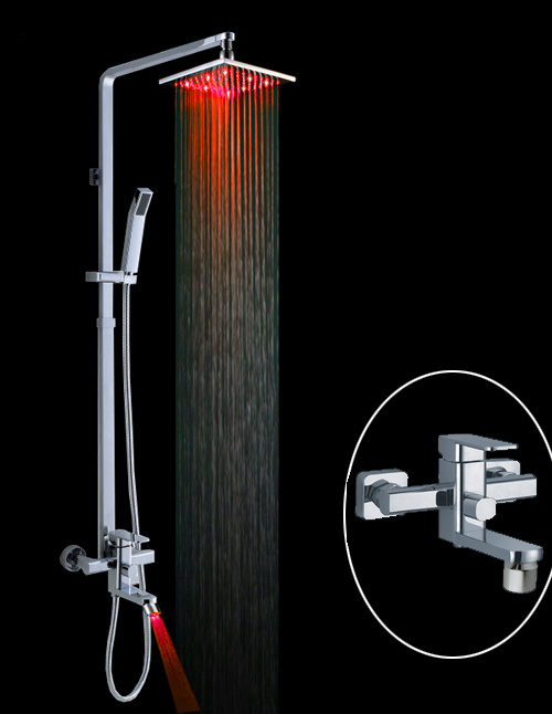 3 Lever Hot and Cold Water Sliding Bar LED Shower Set