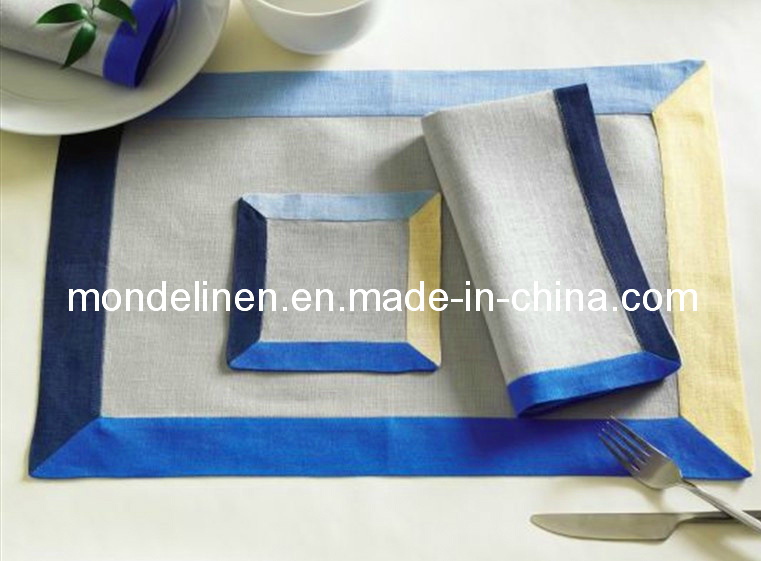 Mixed Color Borders Placemat by 100% Linen
