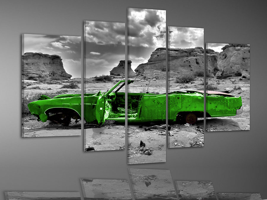 Green Car Canvas Prints Wall Painting