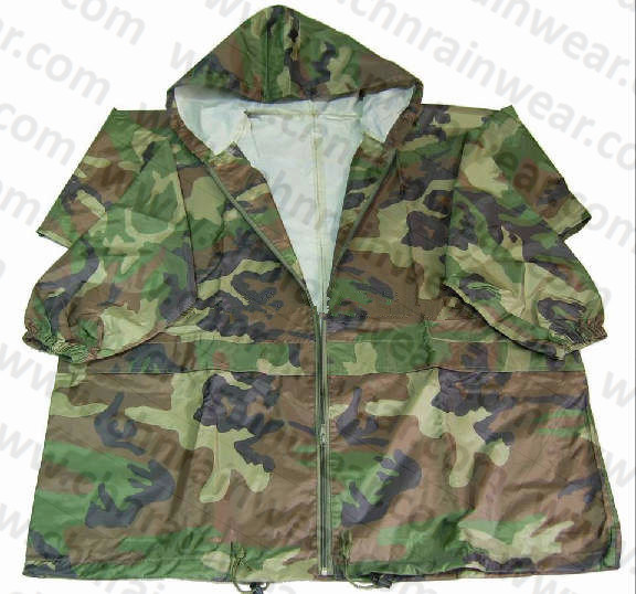 Jacket Style Military Camouflage Raincoat / Army Rain Wear