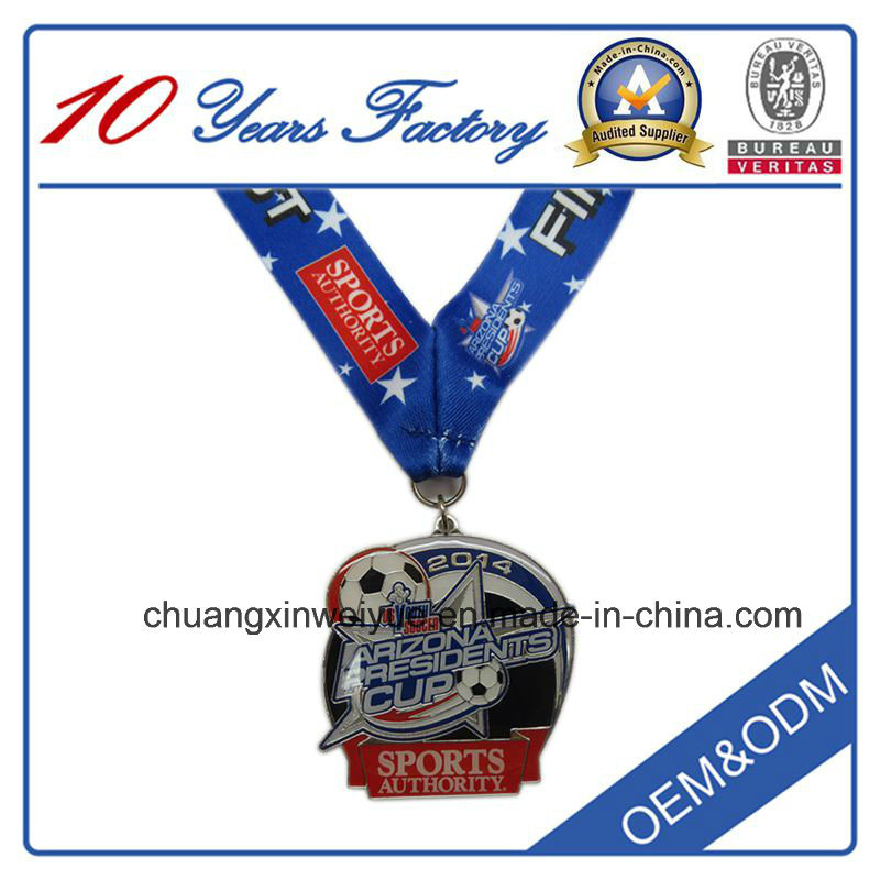 Factory Wholesale Custom Sport Medal with Plated Ribbon