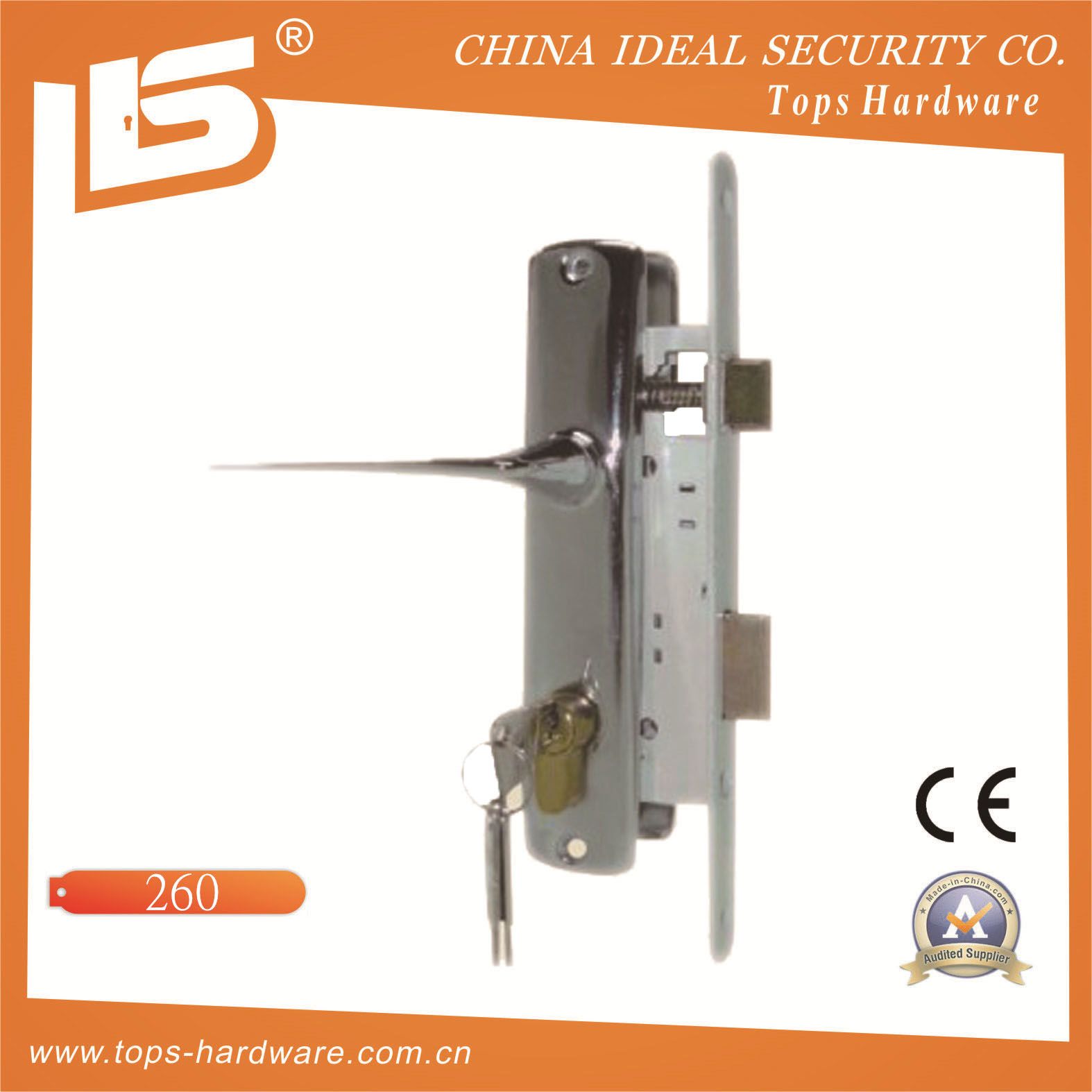 Aluminum Handle Iron Plate Mortise Lockset (260)