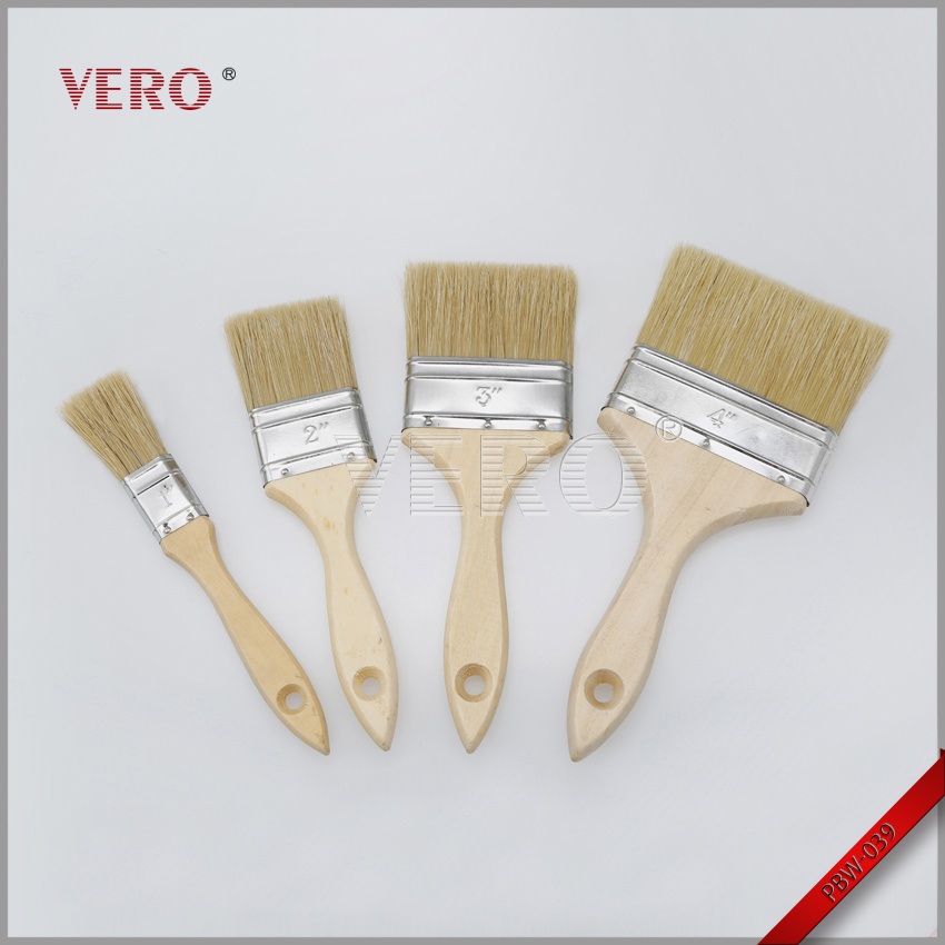 Wooden Handle White Pure Bristle Paintbrush Good Quality (PBW-039)