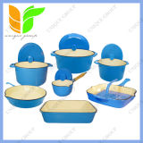 12-Piece Enamel Cast Iron France Blue Cookware Set