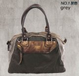 Canvas Diaper Shoulder Bags/ Leather Trims Vingate Wash Satchel Handbag/ Handbags