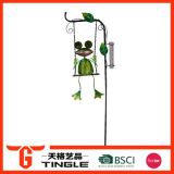 Frog Decorative Stake with Rain Gague for Garden