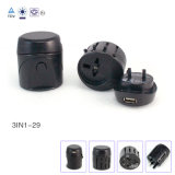 Universal Us to UK to Euro to Austrial Transducer Plug with USB Port
