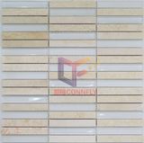 Super White Glass with Wooden Pattern Marble Mosaic (CFS588)