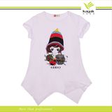 Custom Girls 95%Cotton 5% Spandex White Printing T Shirts (PN-002)