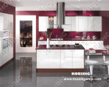 Attractive Modern High Gloss Lacquer Finish Cabinet with Island Cabinet in Rose Red