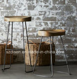 Solid Ash Wood Bar Stool with Steel Leg /Tractor Stool (DS-L012B)