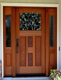 Traditional Front Doors Frosted Glass Wooden Doors
