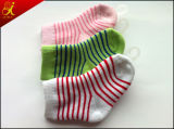 Stripe Design Green and White Childrens Socks