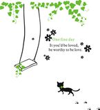 Ay741 Cat Swing Kid Design Decoration Waterproof PVC DIY Wall Sticker