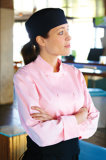 Factory Price Pink Chef Uniform with Fashion Designed for Women