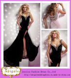 High Quality Brand Name Sexy Sheath Sweetheart Backless Beaded Velvet Evening Dress with High Side Open Slit (MN1801)