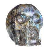 Labradorite Carved Human Skull Carving (0V33)