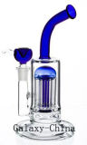 Glass Pipe Best Quality Smoking Water Pipe with Tree Perk Blue Pipe